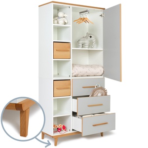 Kleiderschrank 198 cm 1-türig 3 Schubladen NADO Retro Buche manhattan grey