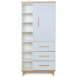 Kleiderschrank 198 cm 1-türig 3 Schubladen NADO Retro Buche sky blue