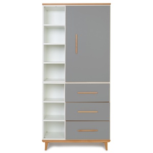 Kleiderschrank 198 cm 1-türig 3 Schubladen NADO Retro Buche slate grey