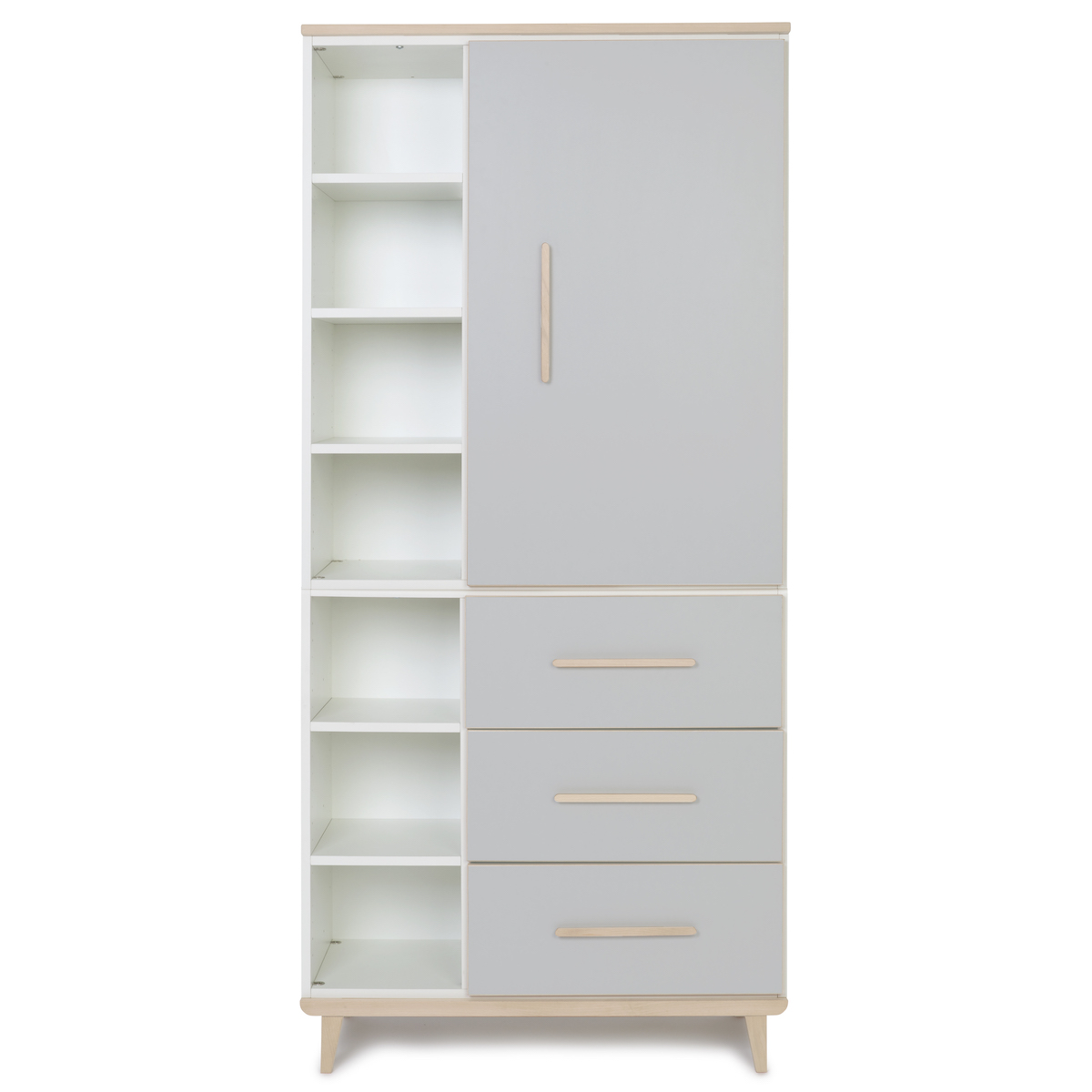Kleiderschrank 198 cm 1-türig 3 Schubladen NADO Retro Esche manhattan grey