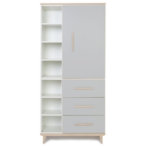 Kleiderschrank 198 cm 1-türig 3 Schubladen NADO Retro Esche manhattan grey