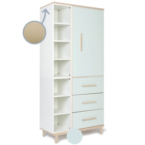 Kleiderschrank 198 cm 1-türig 3 Schubladen NADO Retro Esche mint