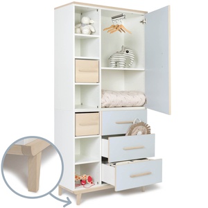Kleiderschrank 198 cm 1-türig 3 Schubladen NADO Retro Esche sky blue