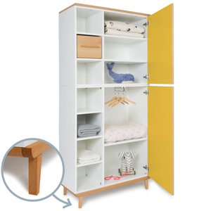 Kleiderschrank 198 cm 2-türig  NADO Retro Buche sunshine yellow