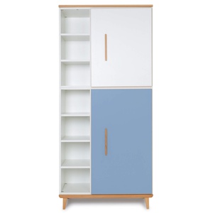 Kleiderschrank 198 cm 2-türig  NADO Retro Buche white-capri blue