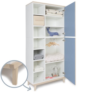 Kleiderschrank 198 cm 2-türig  NADO Retro Esche capri blue