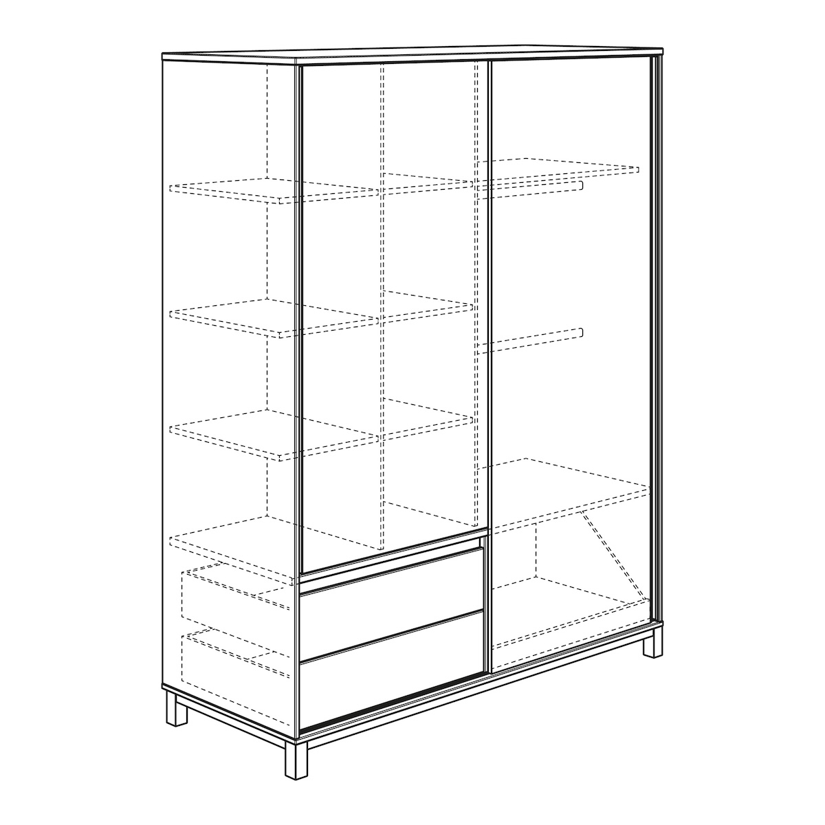 Kleiderschrank 2 Schiebetüren 2 Schubladen OLLI Paidi weiß schiefergrau