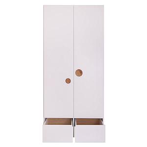 Kleiderschrank 2 Türen 2 Rollkästen KASVA weiß-Eiche