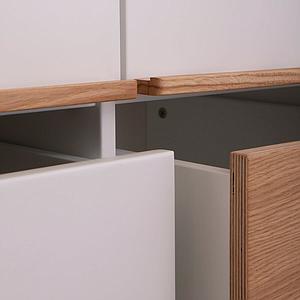 Kleiderschrank 2 Türen 2 Rollkästen KASVA weiß-Eiche