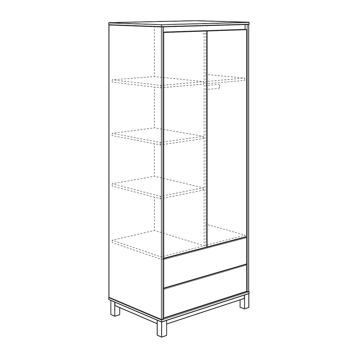 Kleiderschrank 2 Türen 2 Schubladen OLLI Paidi weiß schiefergrau