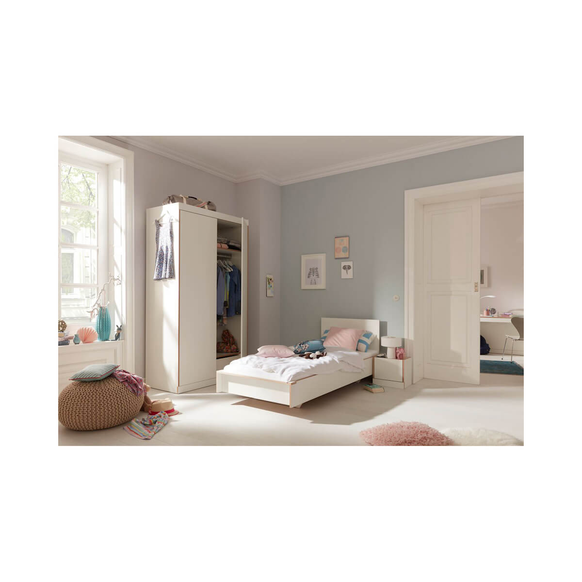 Kleiderschrank 2 Türen FLAI Müller Small Living weiß-Birkenkante