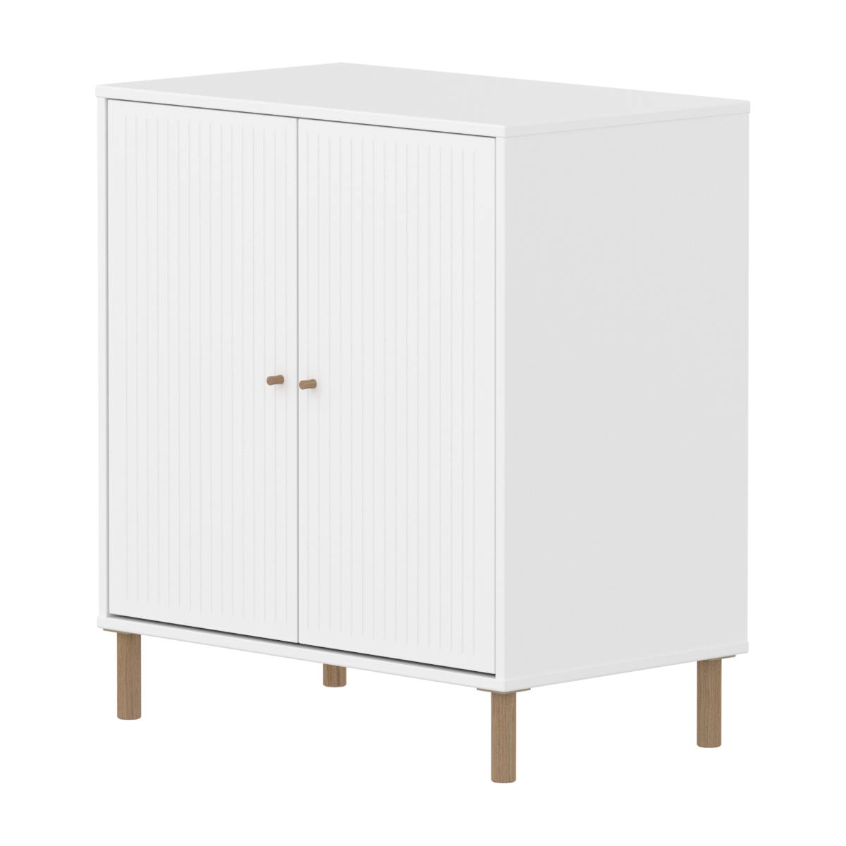 Kleiderschrank 2 Türen Rillen mit Fuß SAGA Flexa weiß Eiche