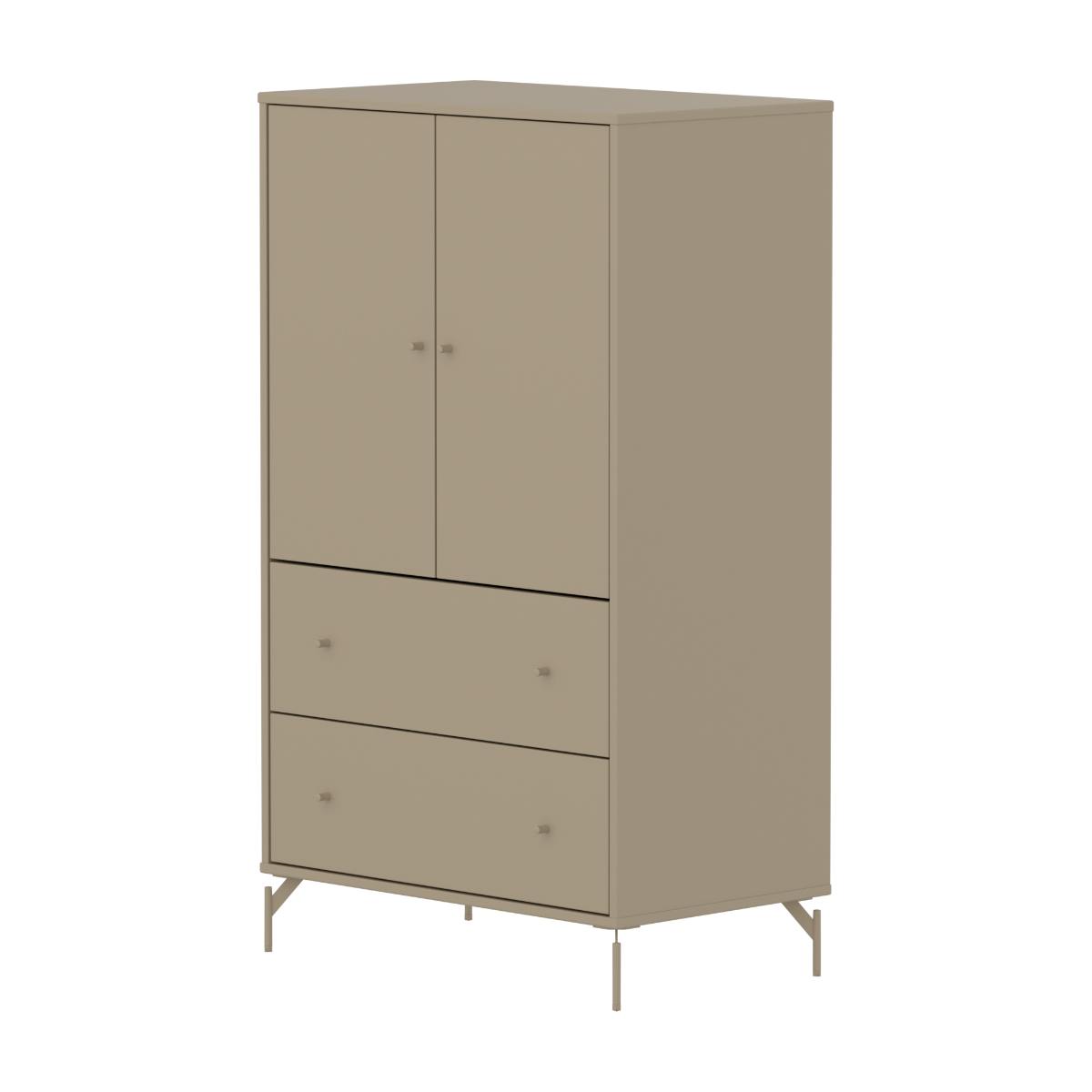 Kleiderschrank 2 Türen und 2 Schubladen mit Fuß SAGA Flexa Hafer Eiche hellgrau