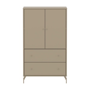 Kleiderschrank 2 Türen und 2 Schubladen mit Fuß SAGA Flexa Hafer Eiche hellgrau