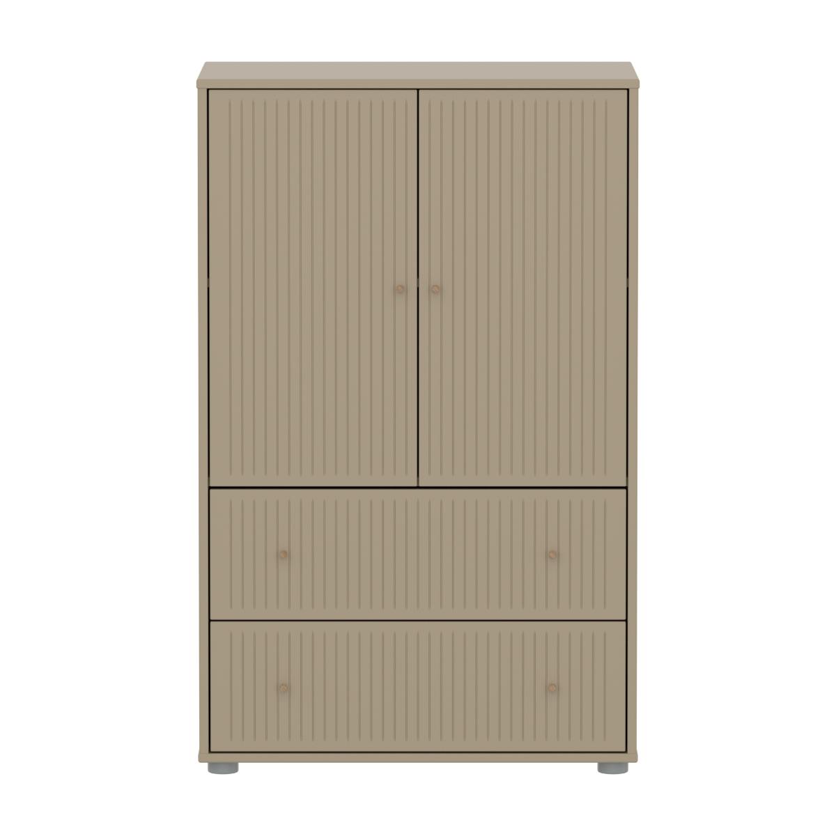 Kleiderschrank 2 Türen und 2 Schubladen Rillen SAGA Flexa Hafer Eiche hellgrau