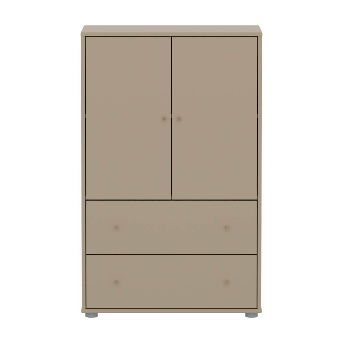 Kleiderschrank 2 Türen und 2 Schubladen SAGA Flexa Eiche Hafer hellgrau