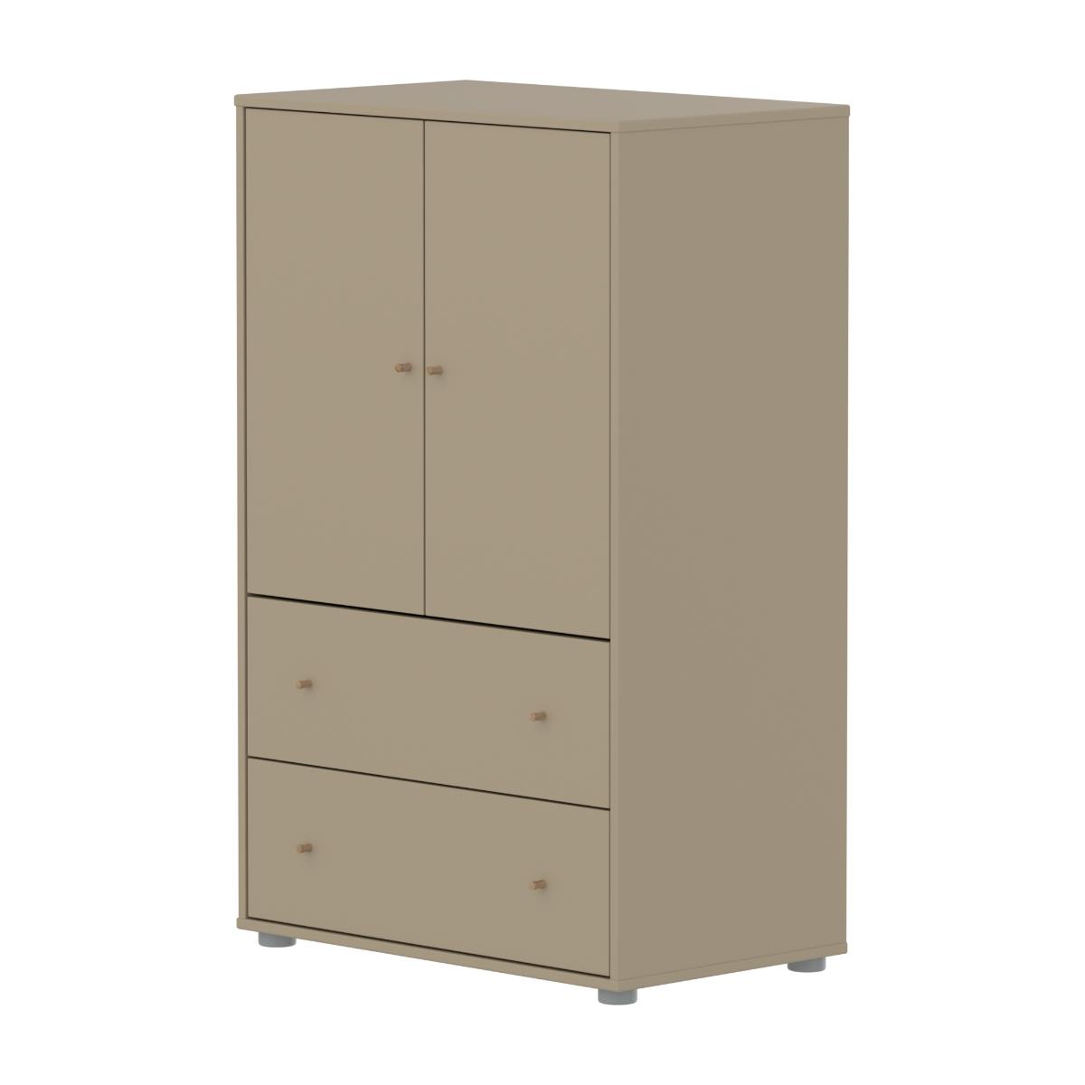 Kleiderschrank 2 Türen und 2 Schubladen SAGA Flexa Eiche Hafer hellgrau