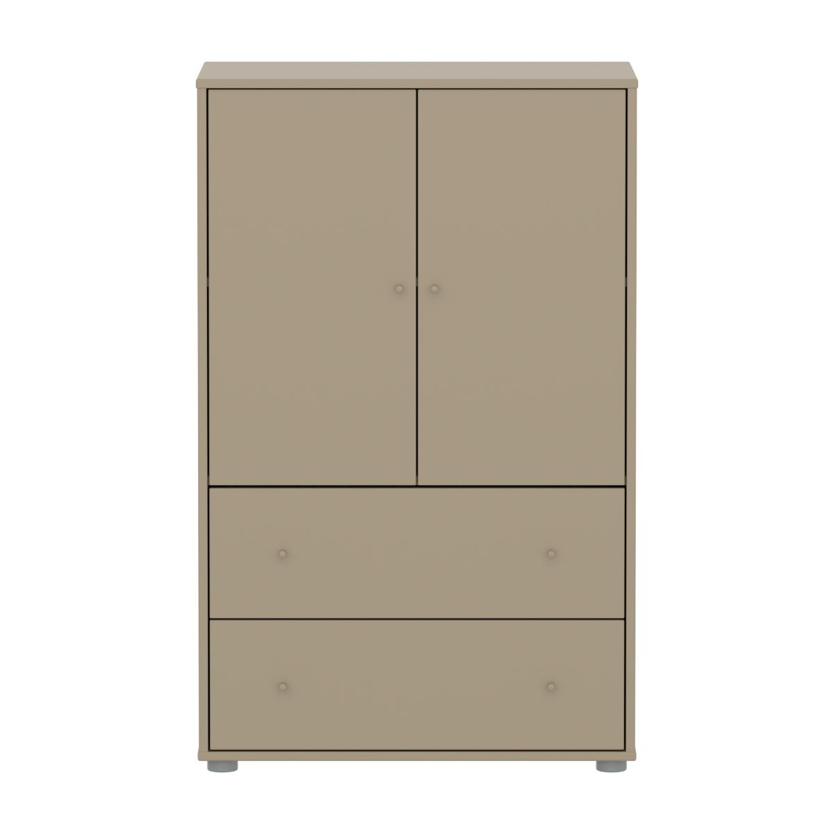 Kleiderschrank 2 Türen und 2 Schubladen SAGA Flexa Hafer hellgrau