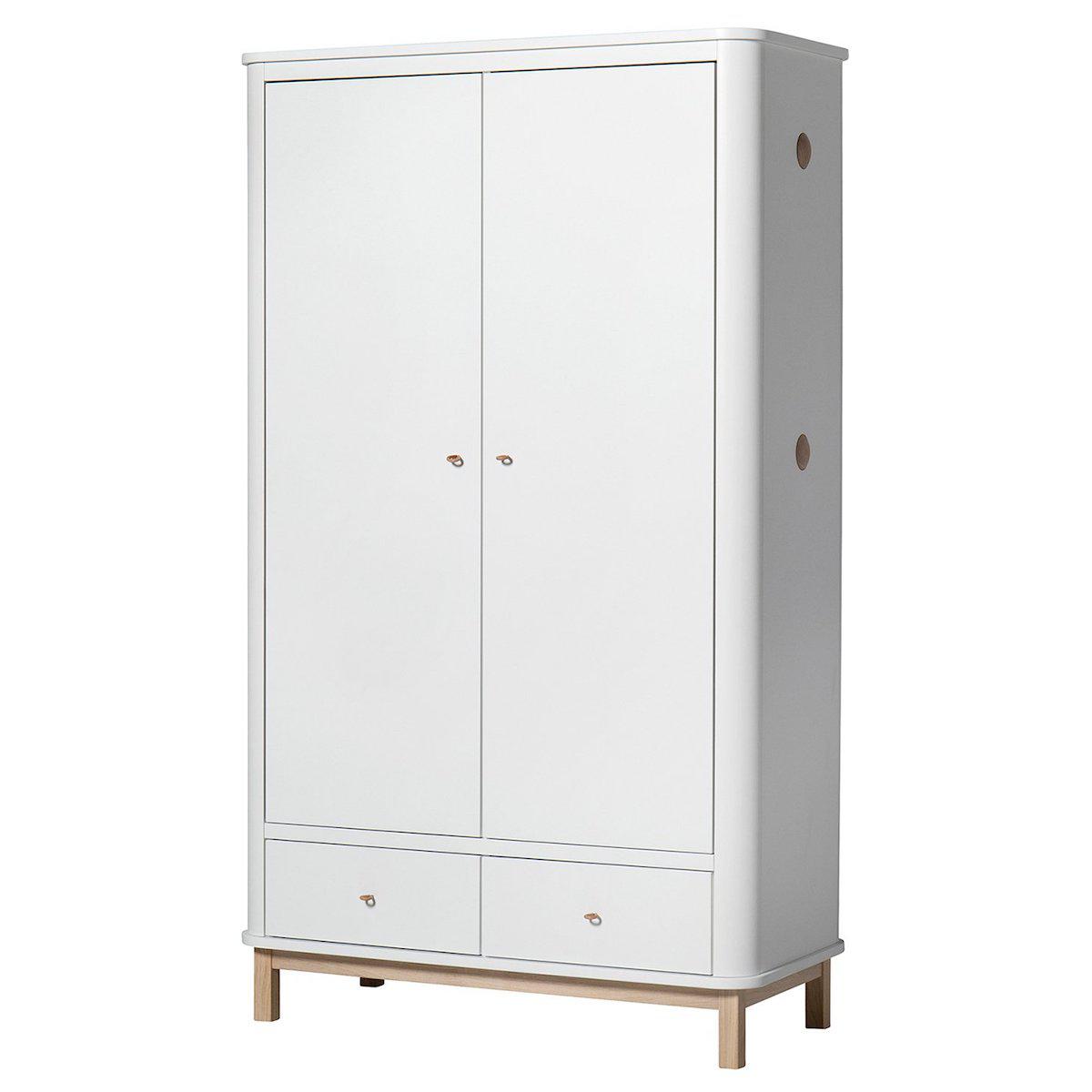 Kleiderschrank 2 Türen WOOD Oliver Furniture weiß-Eiche