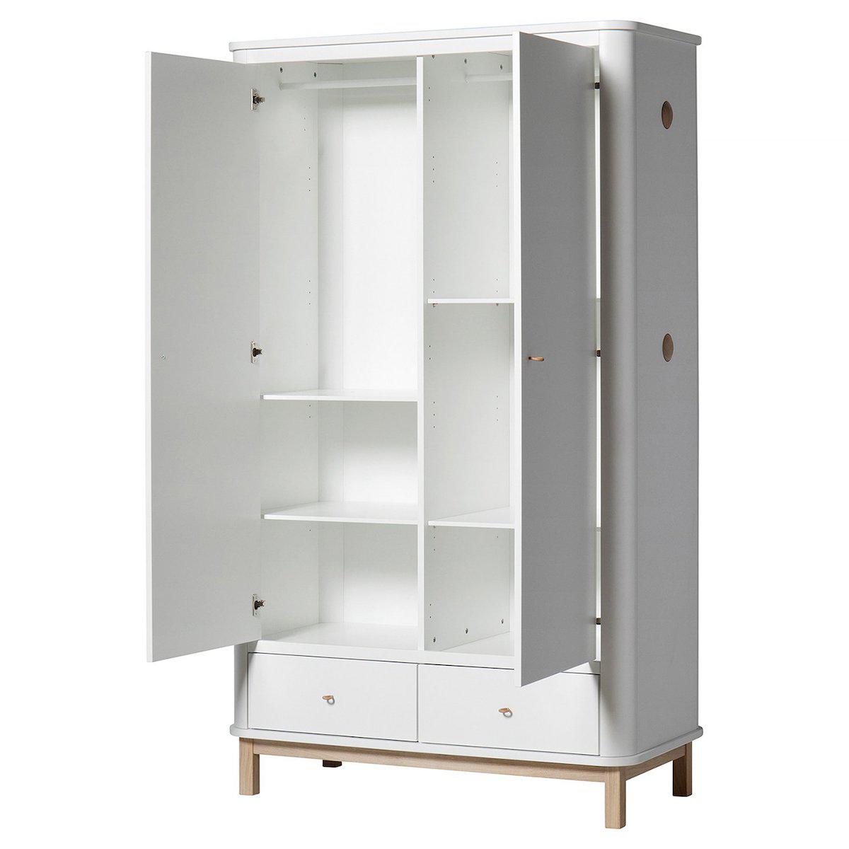 Kleiderschrank 2 Türen WOOD Oliver Furniture weiß-Eiche