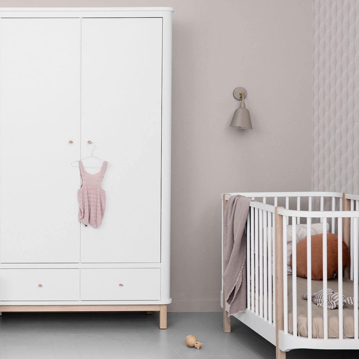 Kleiderschrank 2 Türen WOOD Oliver Furniture weiß-Eiche