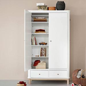 Kleiderschrank 2 Türen WOOD Oliver Furniture weiß-Eiche