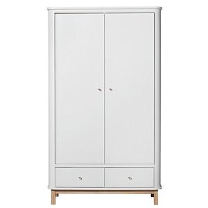 Kleiderschrank 2 Türen WOOD Oliver Furniture weiß-Eiche