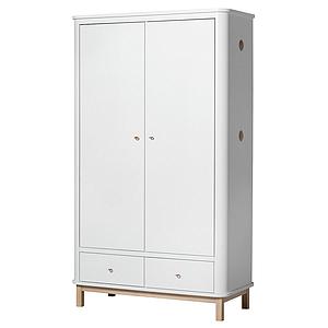 Kleiderschrank 2 Türen WOOD Oliver Furniture weiß-Eiche