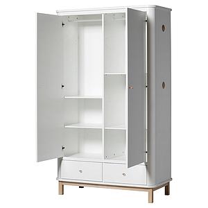 Kleiderschrank 2 Türen WOOD Oliver Furniture weiß-Eiche