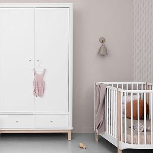 Kleiderschrank 2 Türen WOOD Oliver Furniture weiß-Eiche