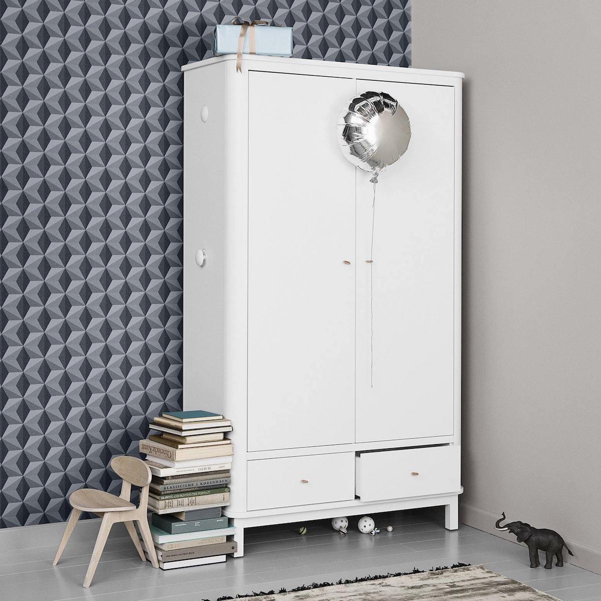 Kleiderschrank 2 Türen WOOD Oliver Furniture weiß