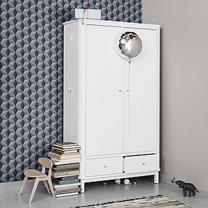 Kleiderschrank 2 Türen WOOD Oliver Furniture weiß
