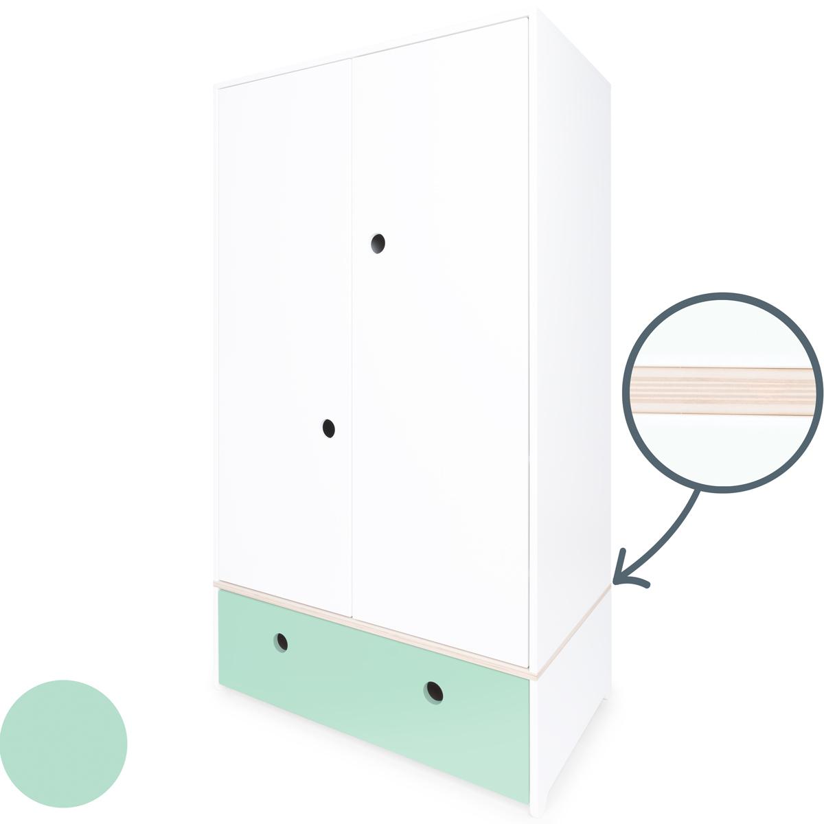 Kleiderschrank 2-türig COLORFLEX Schublade mint 