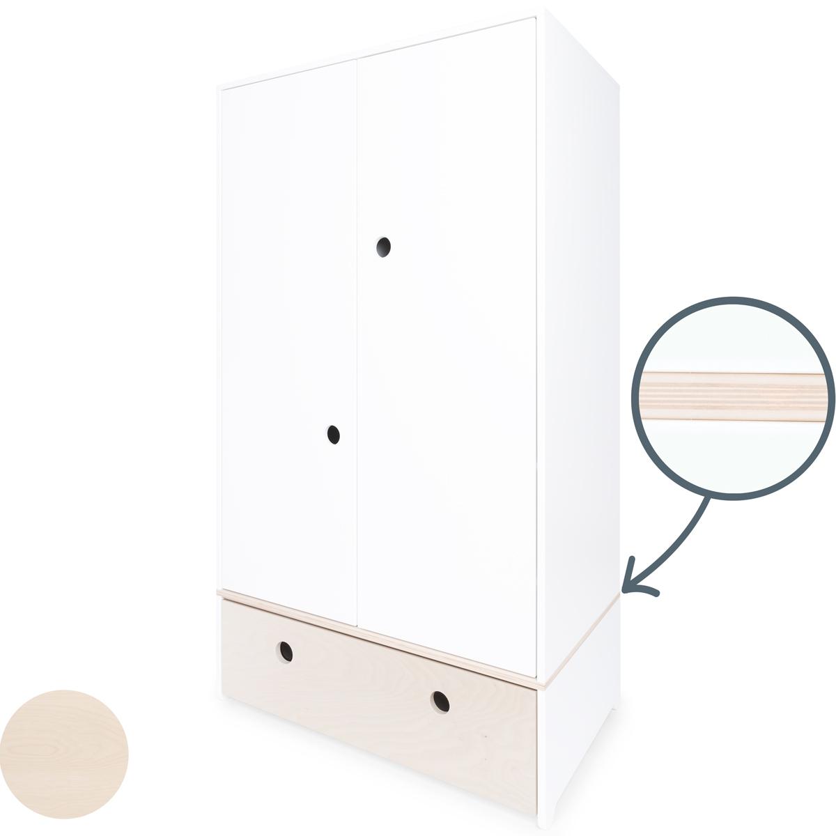 Kleiderschrank 2-türig COLORFLEX Schublade white wash