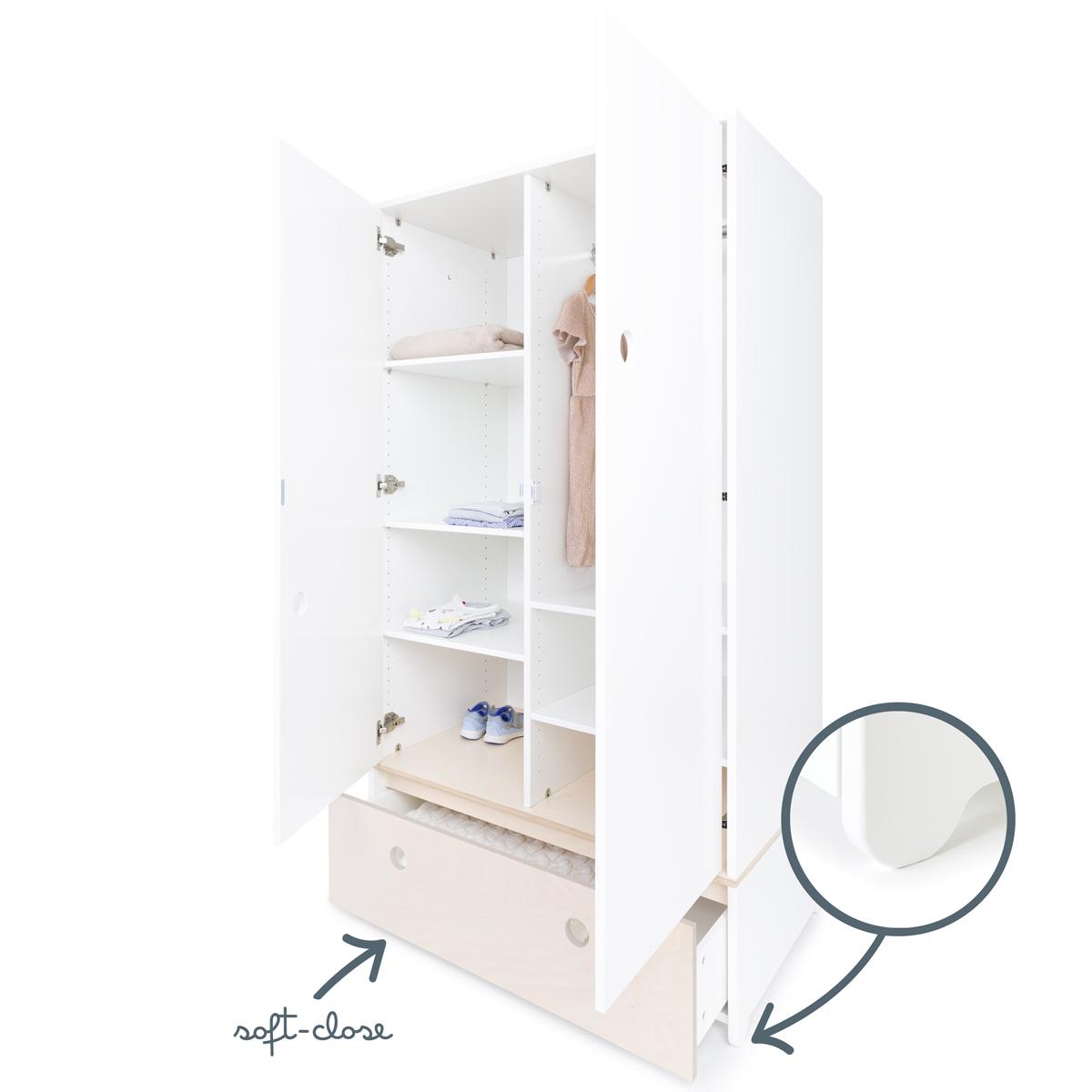 Kleiderschrank 2-türig COLORFLEX Schublade white wash