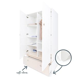 Kleiderschrank 2-türig COLORFLEX Schublade white wash