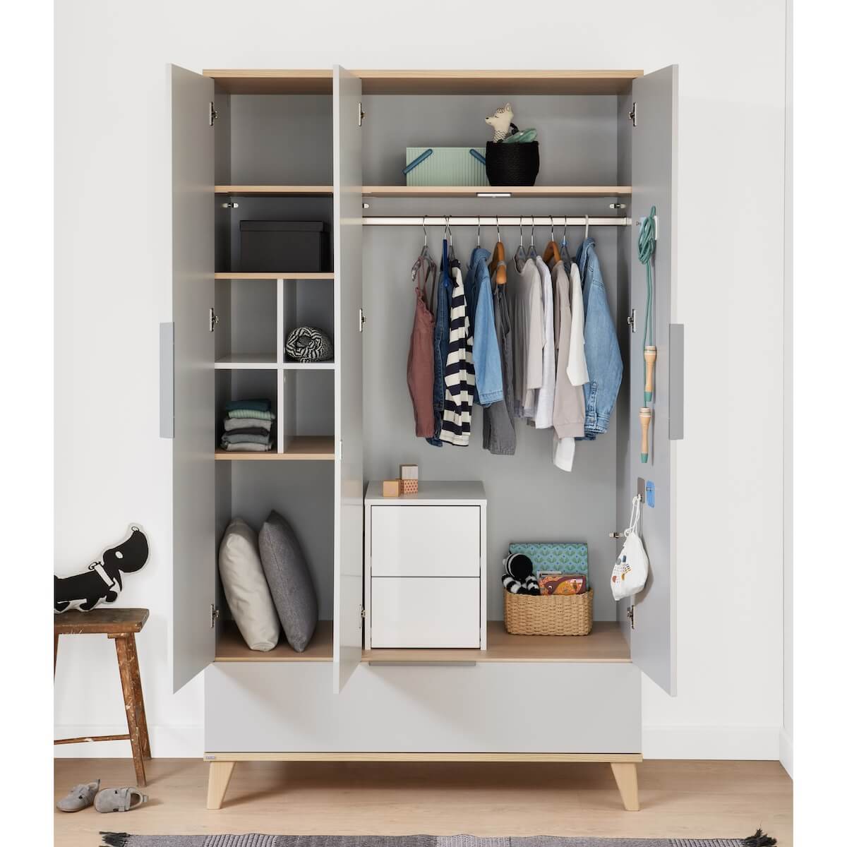 Kleiderschrank 3 Türen 1 Schublade FIEBE Paidi