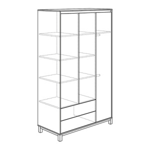 Kleiderschrank 3 Türen 2 Schubladen OLLI Paidi weiß blau matt