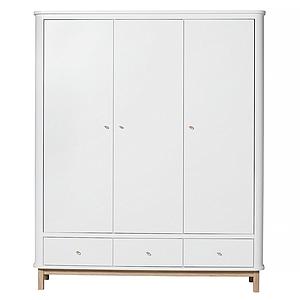 Kleiderschrank 3 Türen WOOD Oliver Furniture weiß-Eiche