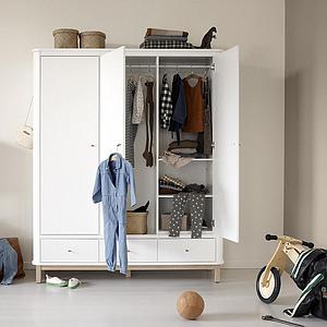 Kleiderschrank 3 Türen WOOD Oliver Furniture weiß-Eiche