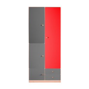 Kleiderschrank 93x218cm DESTYLE de Breuyn natur anthrazitrot