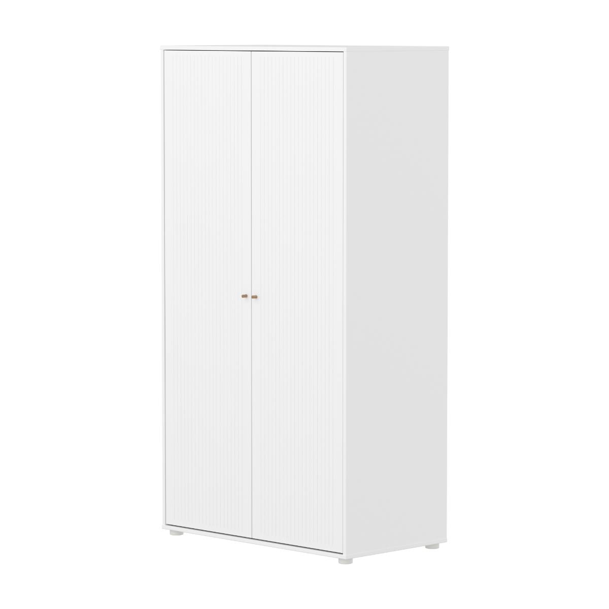 Kleiderschrank Kind 2 Türen Rillen SAGA FLEXA weiß Eiche