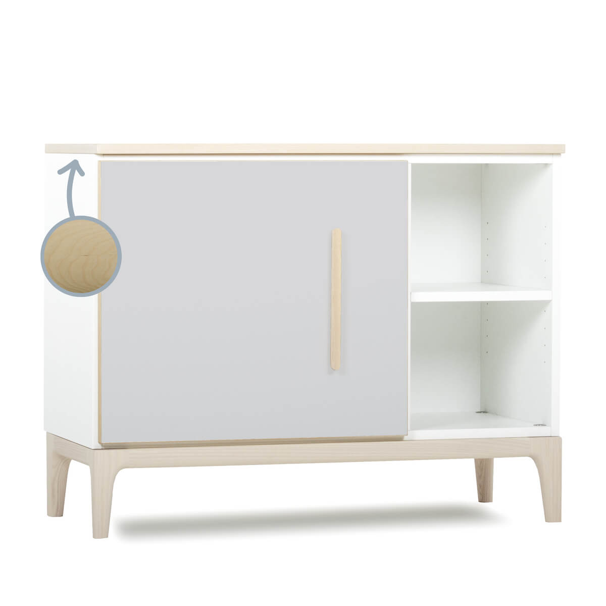 Kleinmöbel 1 Tür 2 Nischen NADO Curve Esche manhattan grey