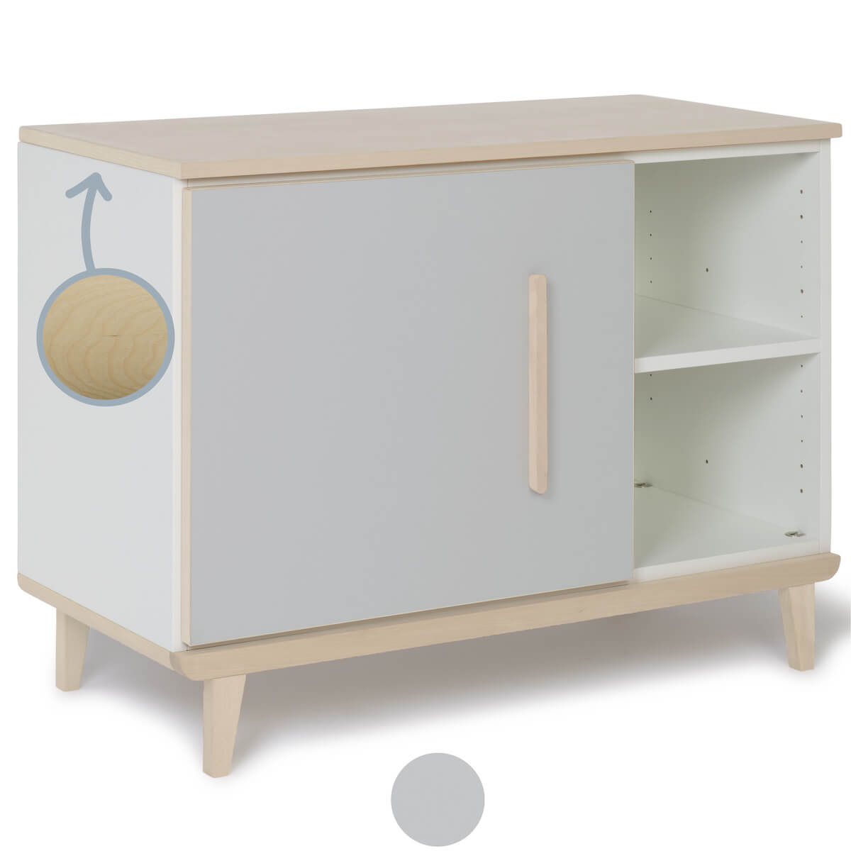 Kleinmöbel 1 Tür 2 Nischen NADO Retro Esche manhattan grey