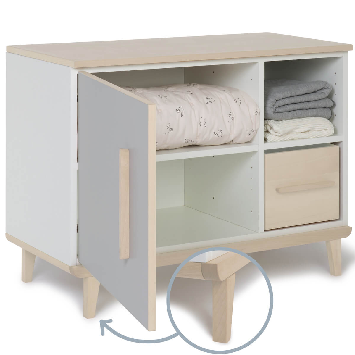 Kleinmöbel 1 Tür 2 Nischen NADO Retro Esche manhattan grey