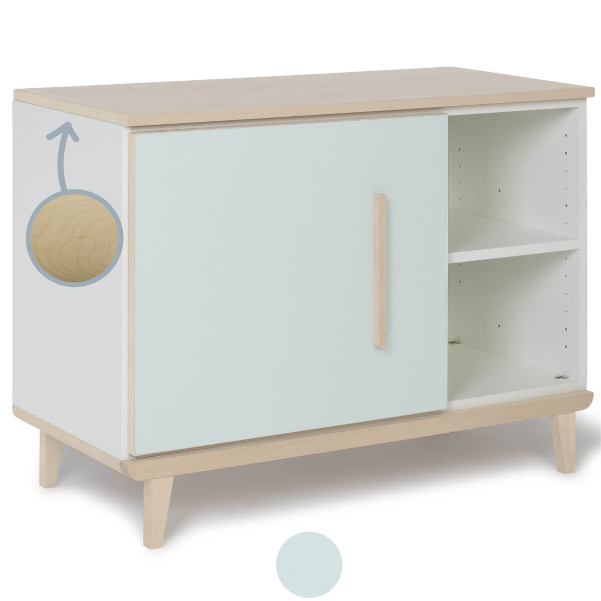 Kleinmöbel 1 Tür 2 Nischen NADO Retro Esche mint