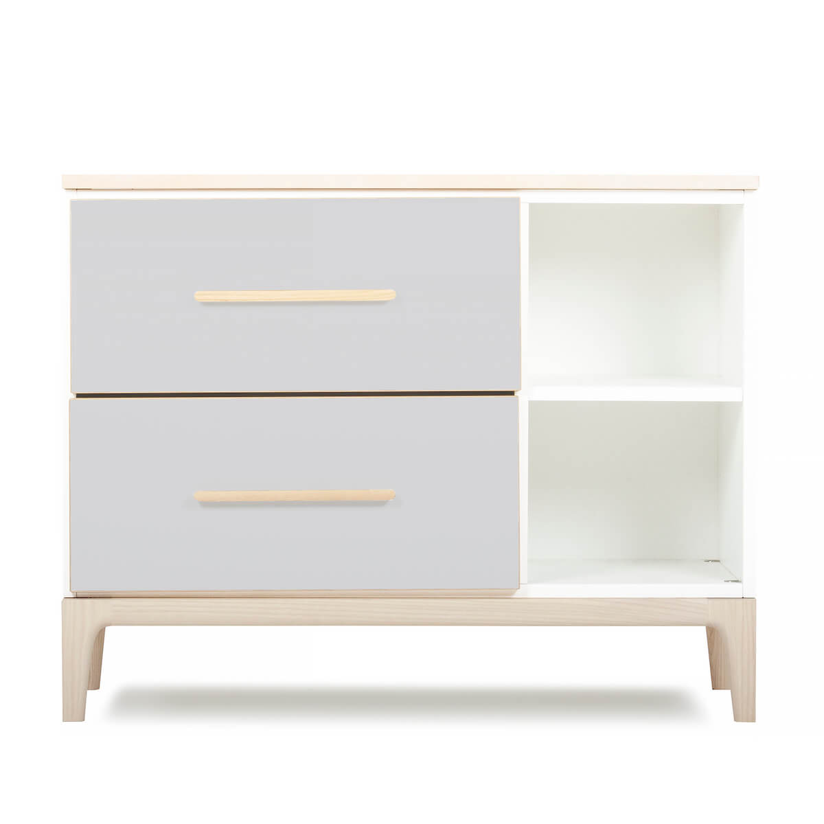 Kleinmöbel 2 Schubladen 2 Nischen NADO Curve Esche manhattan grey