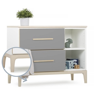 Kleinmöbel 2 Schubladen 2 Nischen NADO Curve Esche slate grey