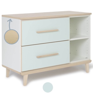 Kleinmöbel 2 Schubladen 2 Nischen NADO Retro Esche mint