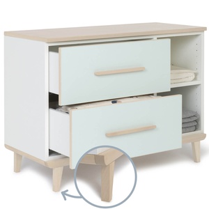 Kleinmöbel 2 Schubladen 2 Nischen NADO Retro Esche mint